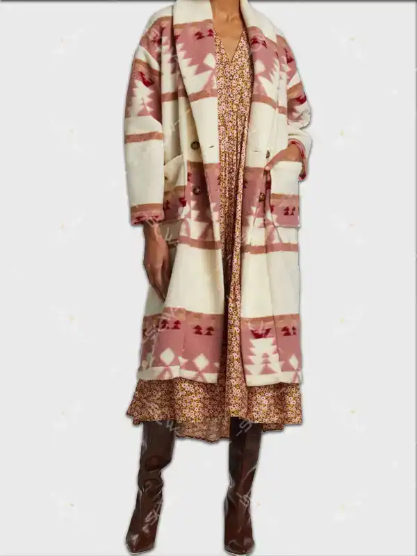 Yellowstone-Season-5-Beth-DuttonD-Pink-Printed-CoatS yellowstone season 5 beth dutton Pink coat
